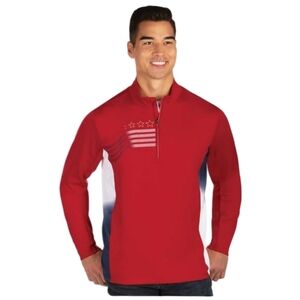 Antigua Red and Blue Men's Polo Shirt Size XL